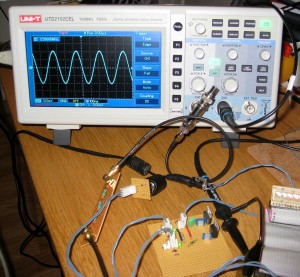 DDS connected to my oscilloscope